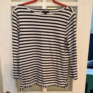 J. Crew Navy and White Striped Long Sleeve Top